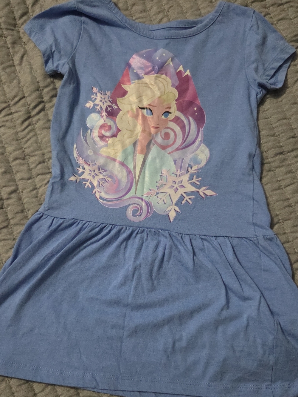 Disney Girls' Light Blue Elsa Graphic Casual Dress